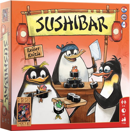 999 Games - Geharrewar in de Sushibar - Snel dobbelspel voor het hele gezin - Gezelschapsspel - Familiespel - Klein cadeautje - bevat spelregels in NL en EN en FR