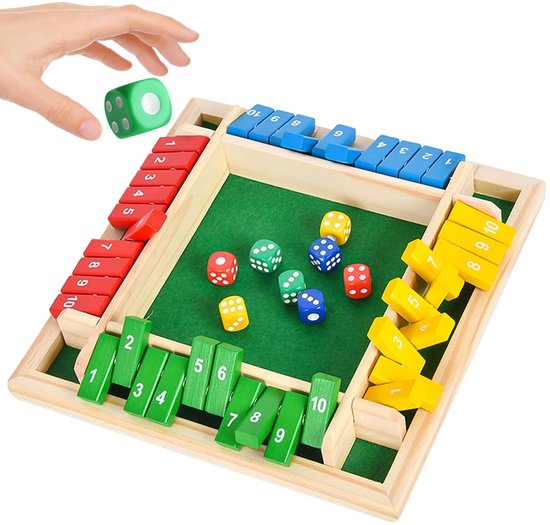Omgoods - Jeu Shut The Box pour 4 Joueurs, Jeu de Société en Bois