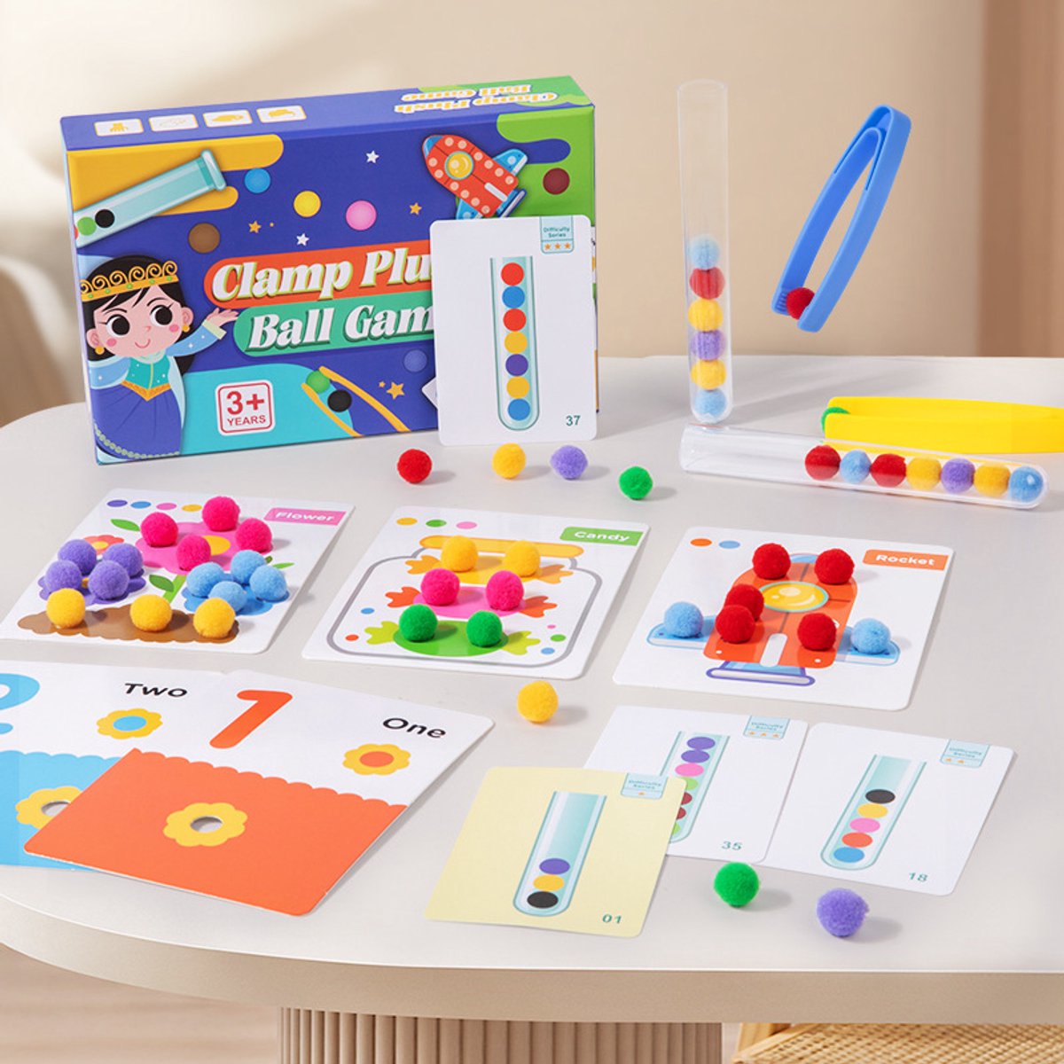 Jouet de Noël pour enfants, jeu de pinces et tubes à essai avec billes, un jouet éducatif d'association de couleurs pour enfants.