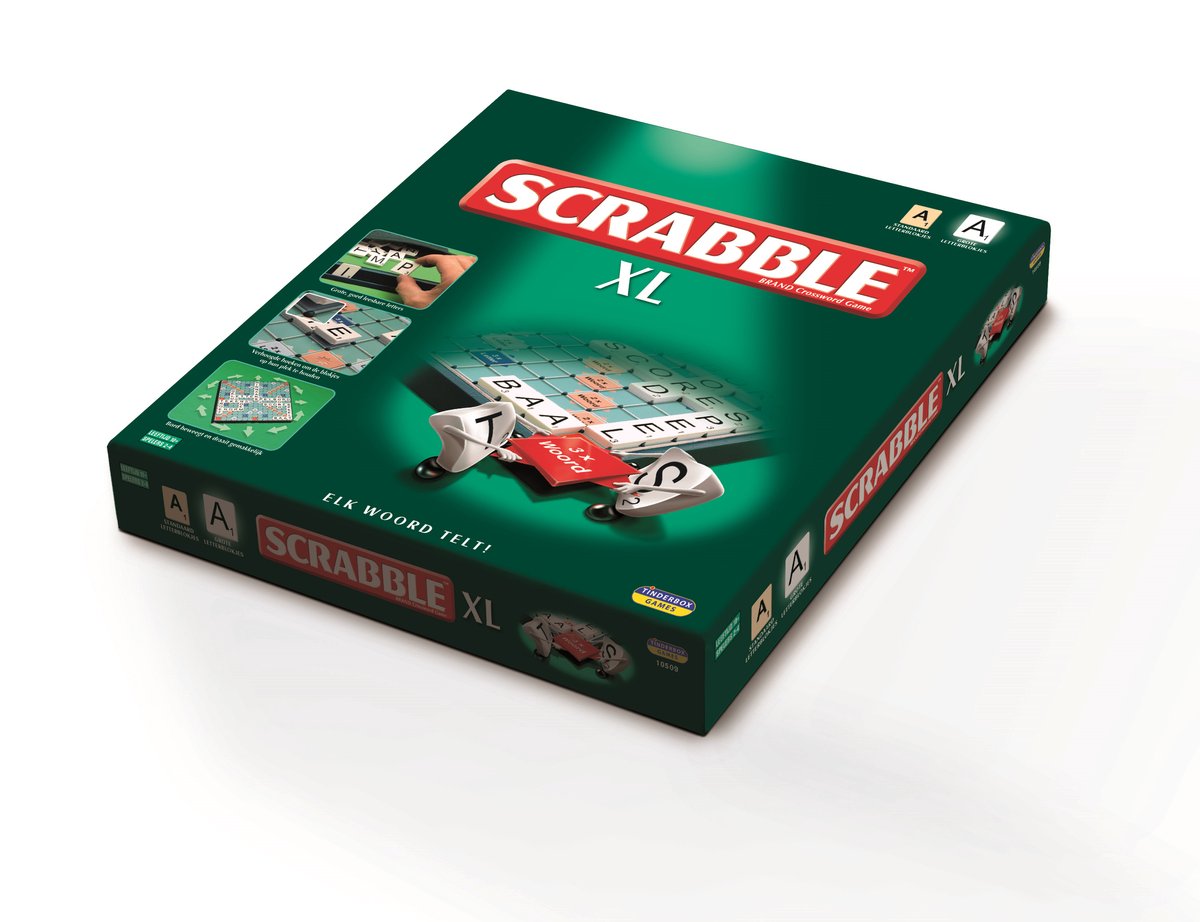 Scrabble XL - Het Klassieke Woordspel in Extra Groot Formaat - Bordspel voor de Hele Familie - 2-4 Spelers - Grote Letters met Tilelock-Systeem