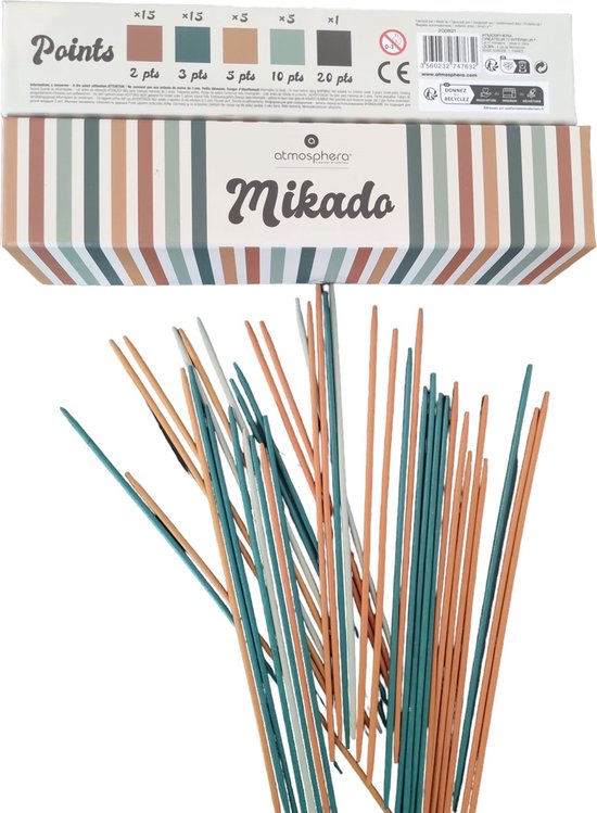 Mikado - spel - Bamboe - moderne zachte kleuren - 20cm - reisspel - kerst