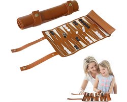 DnA® Backgammon - Backgammon Koffer - Backgammon Reiseditie - Backgammon Hout - Bruin - 36cm x 26cm x 1cm