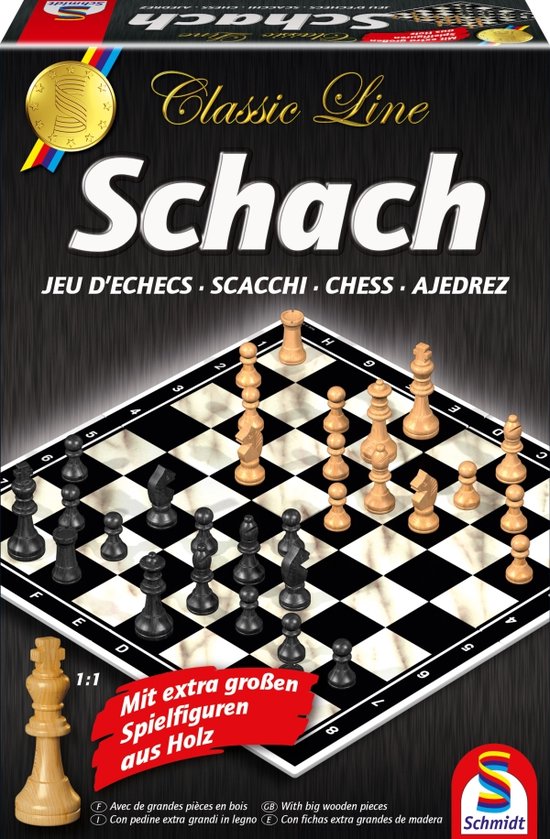 Schmidt® - Schach / Schaken met extra grote speelstukken - Classic line - Bordspel - Strategieklassieker - 2 spelers - jaar