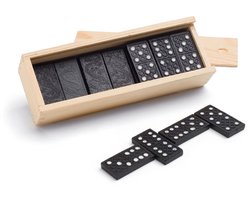 Domino spel steentjes - 56x stuks steentjes - in houten kistje - Familiespel - Klassiek dominospel