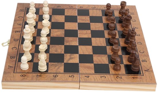 Omgoods - Coffret de jeux 3-en-1 en bois (Échecs, Dames, Backgammon)