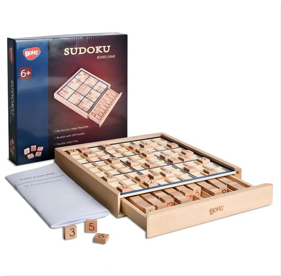 Omgoods - Jeu de Sudoku en bois avec 100 grilles pour l'entraînement cérébral