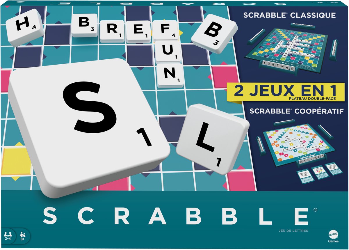 Scrabble Together - Jeu de société - 2 jeux en 1 - Version française